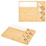 HST14110 Solara Bamboo Cheese Board Knife and Tray Set With Custom Imprint
